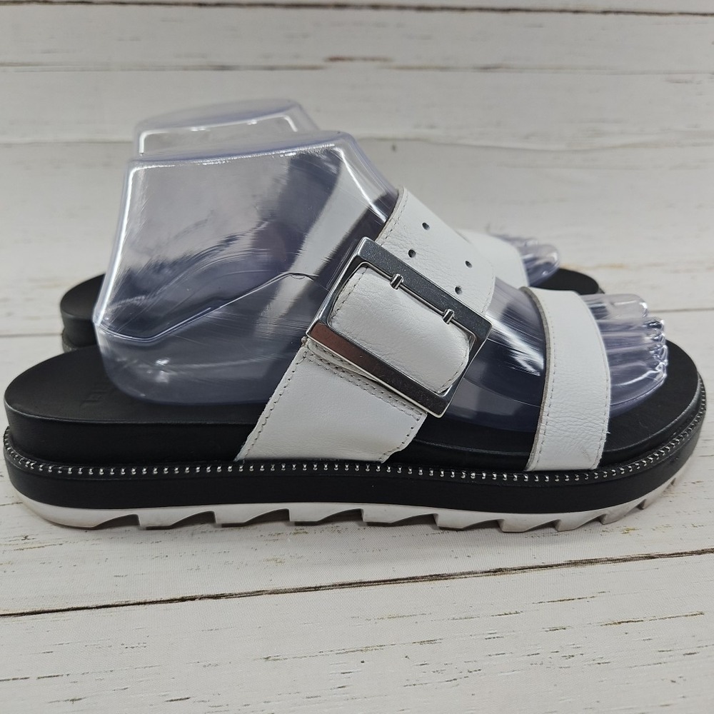 Sorel Roaming Buckle Womens 10 White Leather Two Strap Slide Slip On Sandal - Picture 5 of 9